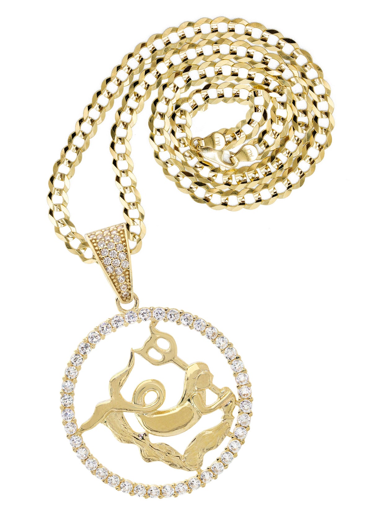 10K Yellow Gold Zodiac Aquarius Necklace | Appx. 17.1 Grams