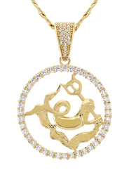 10K Yellow Gold Zodiac Aquarius Necklace | Appx. 17.1 Grams