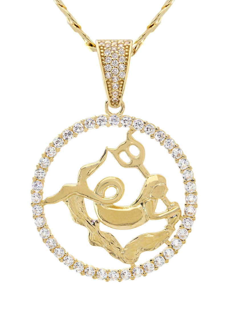 10K Yellow Gold Zodiac Aquarius Necklace | Appx. 17.1 Grams