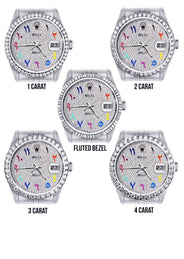 Diamond Mens Rolex Datejust Watch 16200  | 36MM | Full Diamond Color Arabic Dial | Jubilee Band