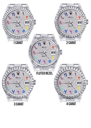 Diamond Mens Rolex Datejust Watch 16200  | 36MM | Full Diamond Color Arabic Dial | Oyster Band