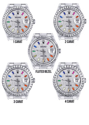 Diamond Mens Rolex Datejust Watch 16200  | 36MM | Full Diamond Color Baguettes Dial | Oyster Band