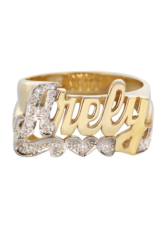 14K Diamond Two Tone Gold Name Ring | Appx. 5.6 Grams
