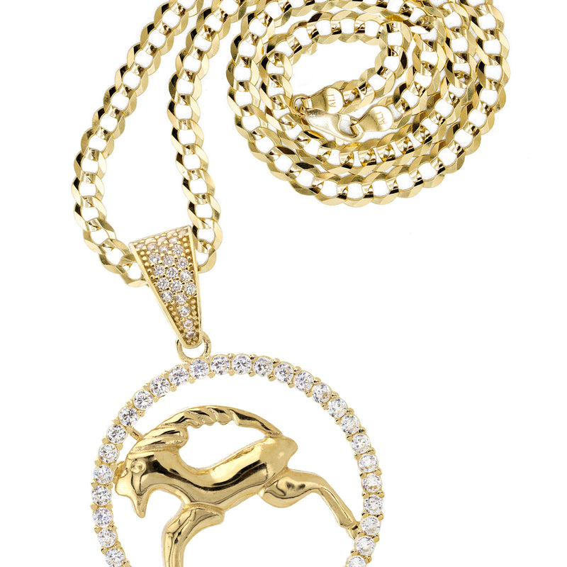 10K Yellow Gold Zodiac Aries Necklace | Appx. 17.2 Grams