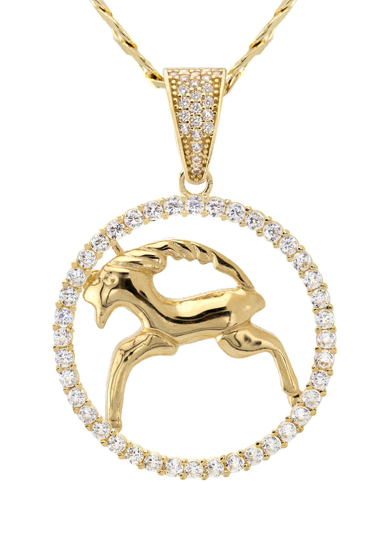 10K Yellow Gold Zodiac Aries Necklace | Appx. 17.2 Grams