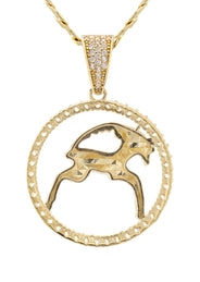 10K Yellow Gold Zodiac Aries Necklace | Appx. 17.2 Grams