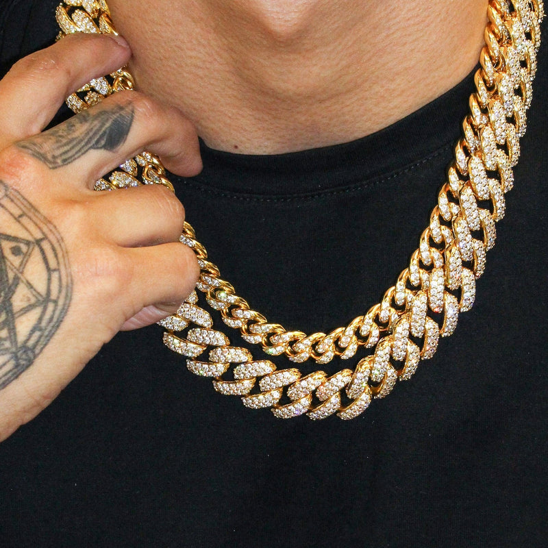 Gold Plated Iced Out Miami Cuban Link Choker