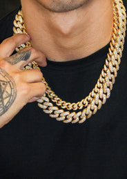 Gold Plated Iced Out Miami Cuban Link Choker