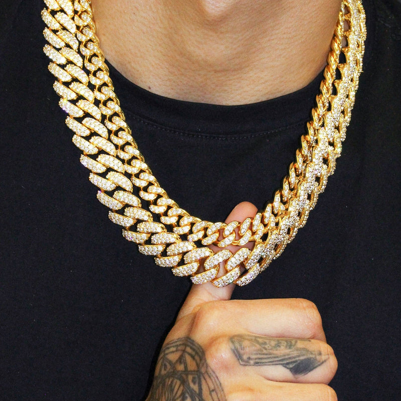 Gold Plated Iced Out Miami Cuban Link Choker
