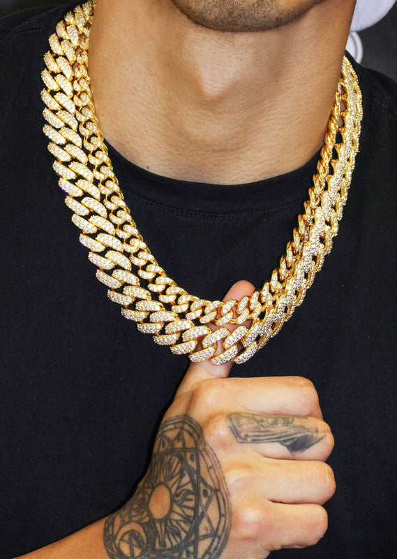Gold Plated Iced Out Miami Cuban Link Choker