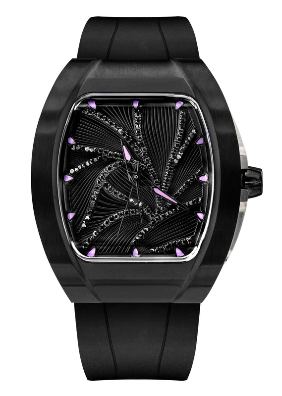Frost NYC Diamond Evolution Women's Watch - Automatic Skeleton Black Leaves DLC | WFRST-01-LD-B Black Band | Pre - Sale
