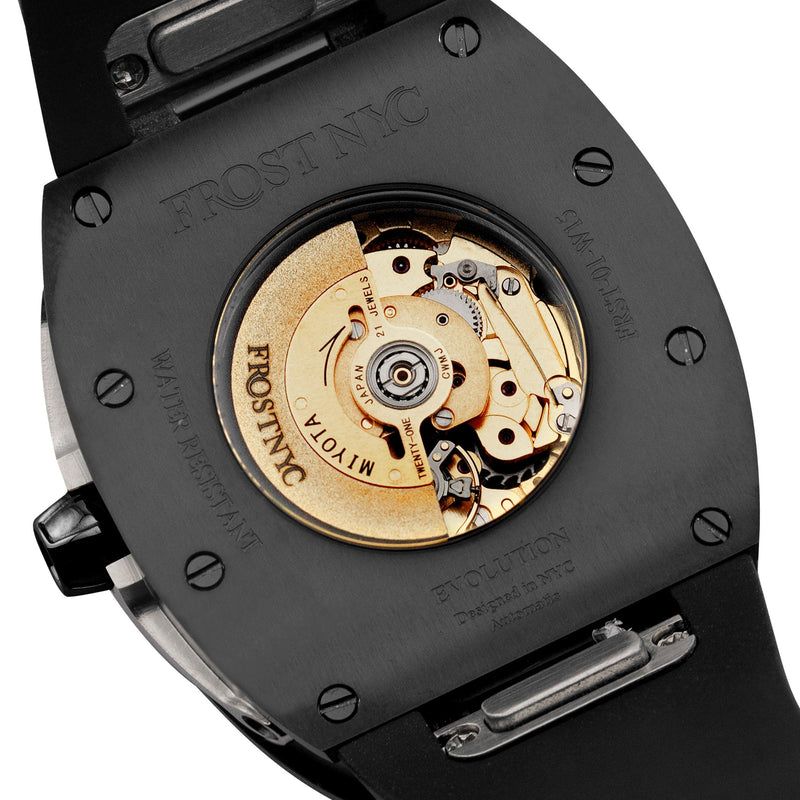 Frost NYC Diamond Evolution Women's Watch - Automatic Skeleton Black Leaves DLC | WFRST-01-LD-B Black Band | Pre - Sale