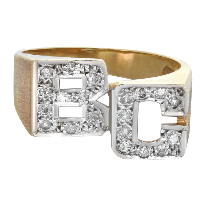 14K Diamond Initials Gold Name Ring | Style #75