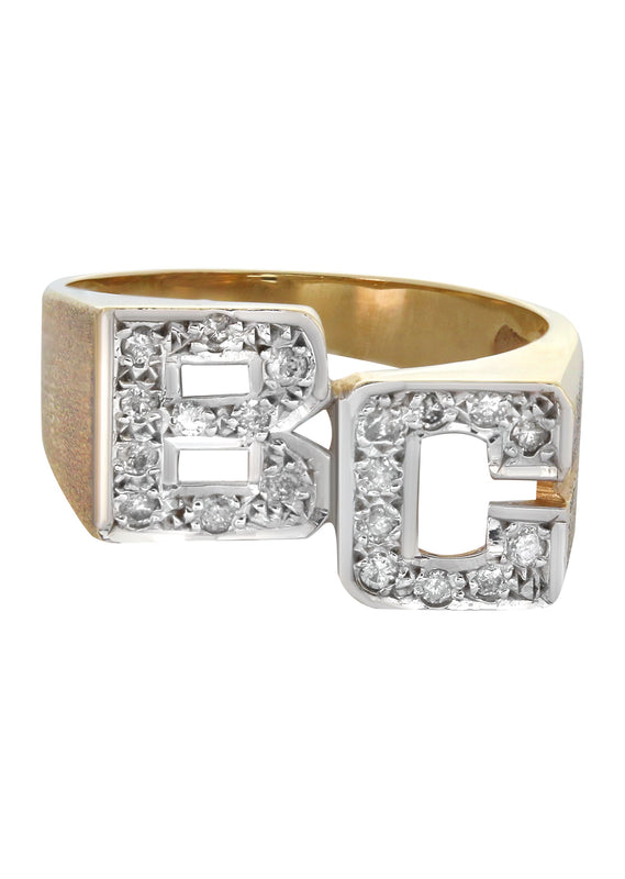 14K Diamond Initials Gold Name Ring | Style #75