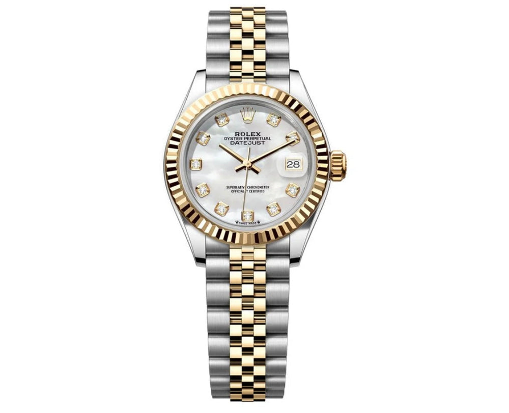 Rolex Datejust 69173 26MM White Mop Diamond  Dial With Two Tone Jubilee Bracelet Diamond Earrings and Bracelet