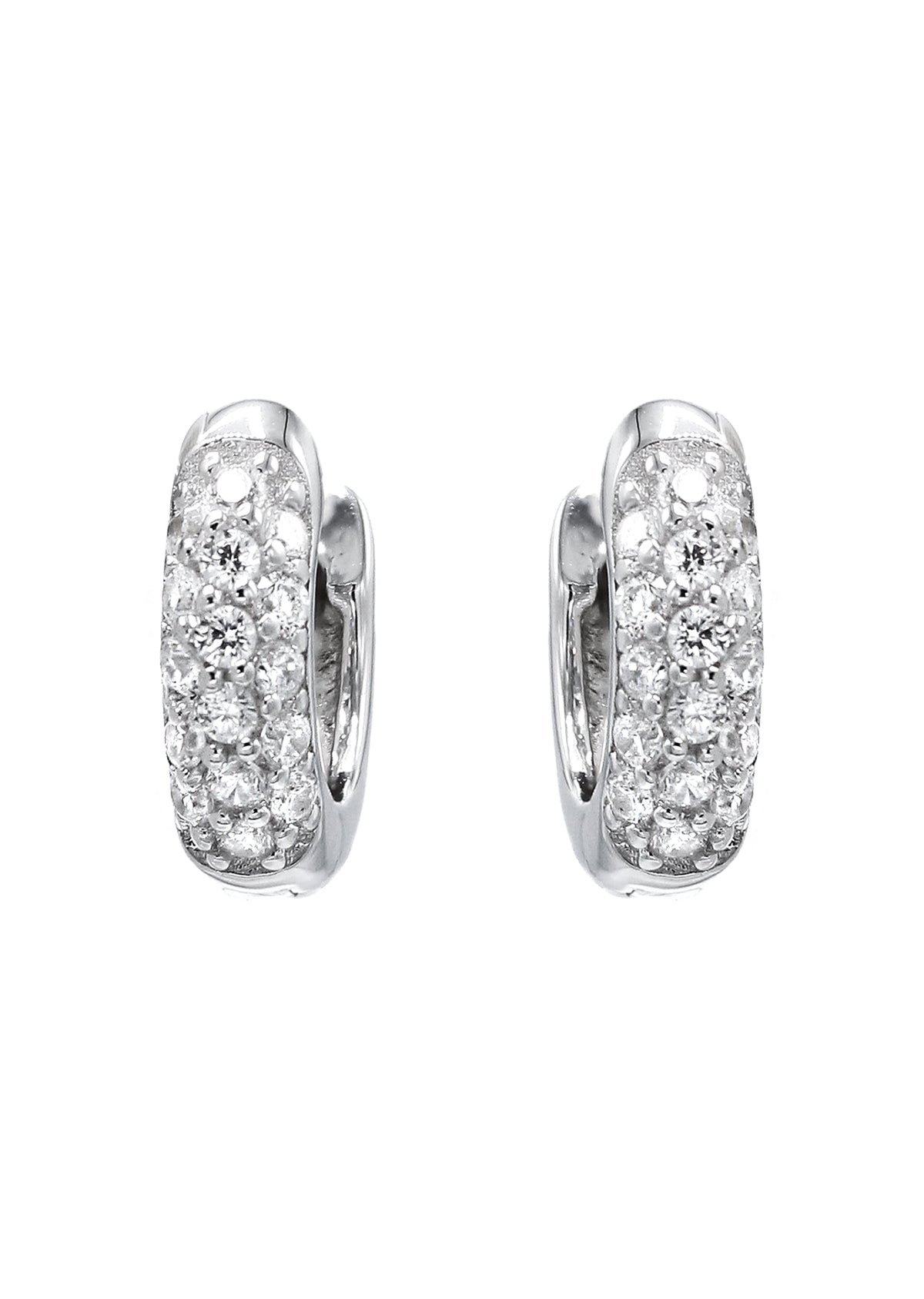 Silver Round Clear CZ Hoop Earrings | Appx. 2.3 Grams