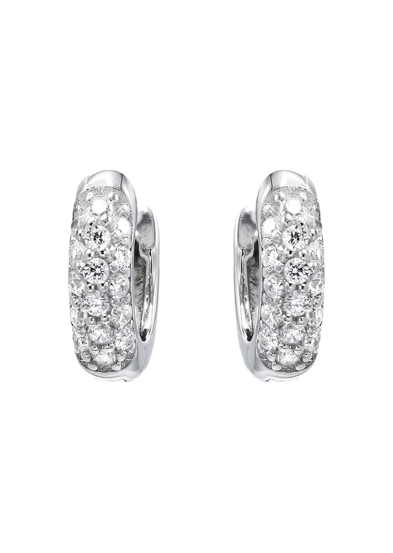 Silver Round Clear CZ Hoop Earrings | Appx. 2.3 Grams
