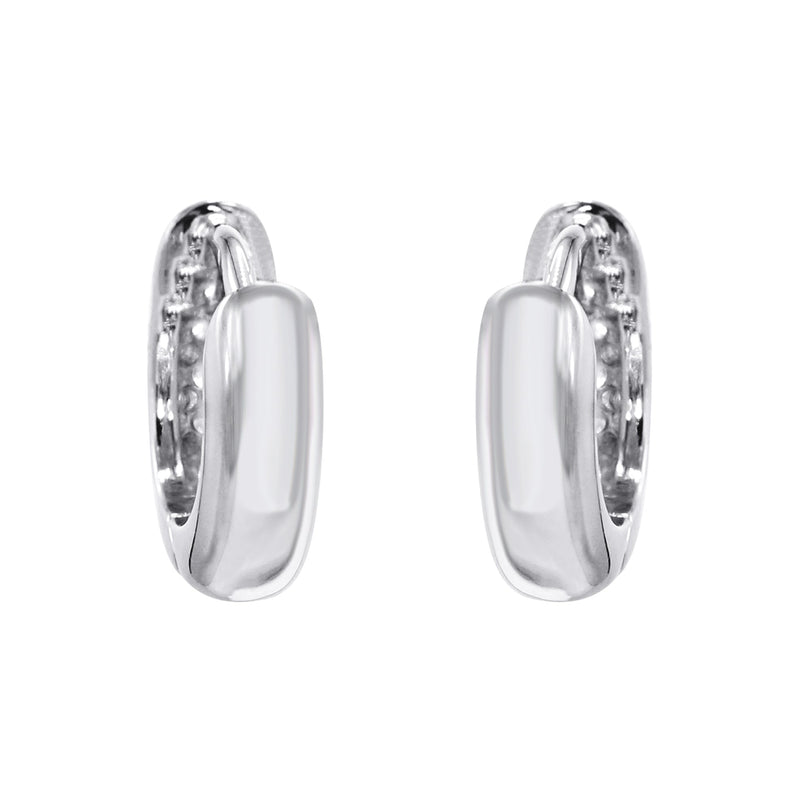 Silver Round Clear CZ Hoop Earrings | Appx. 2.3 Grams