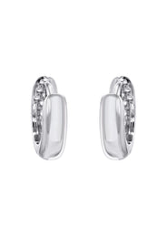 Silver Round Clear CZ Hoop Earrings | Appx. 2.3 Grams