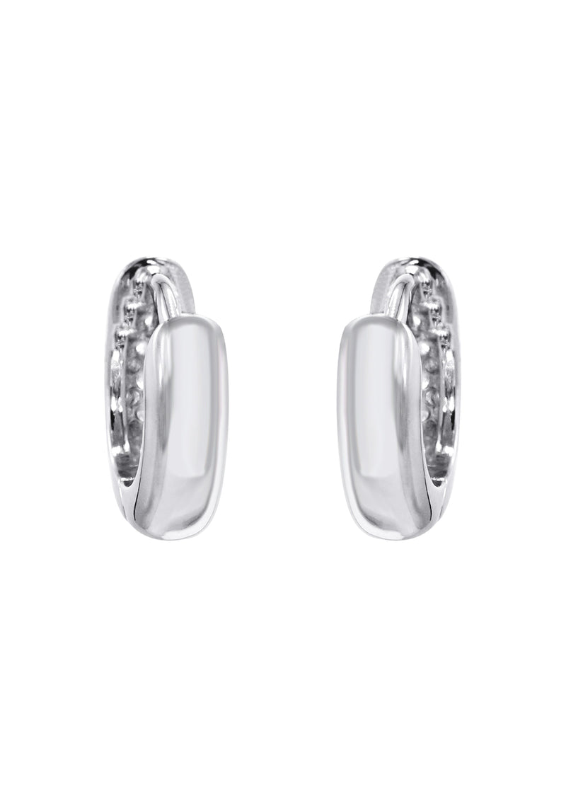 Silver Round Clear CZ Hoop Earrings | Appx. 2.3 Grams