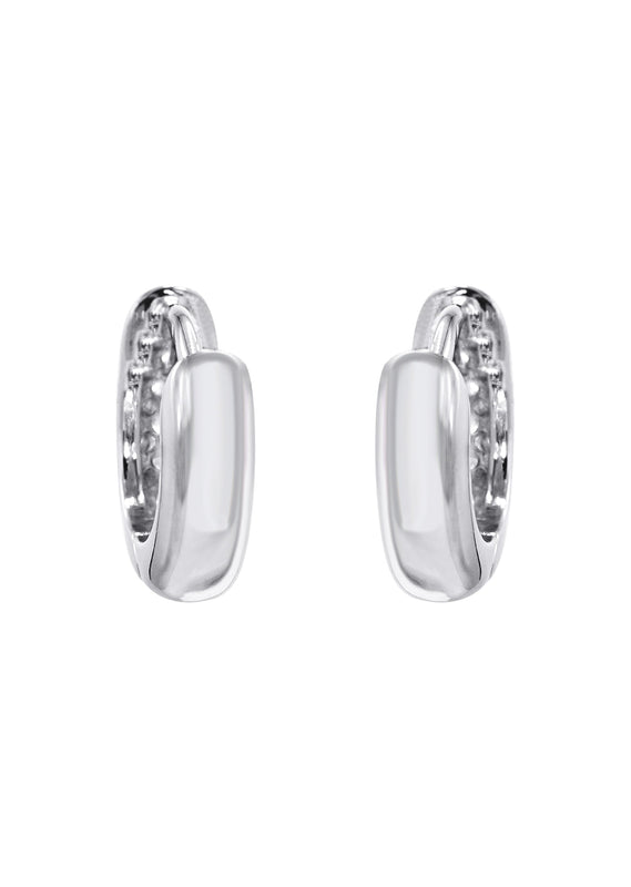 Silver Round Clear CZ Hoop Earrings | Appx. 2.3 Grams