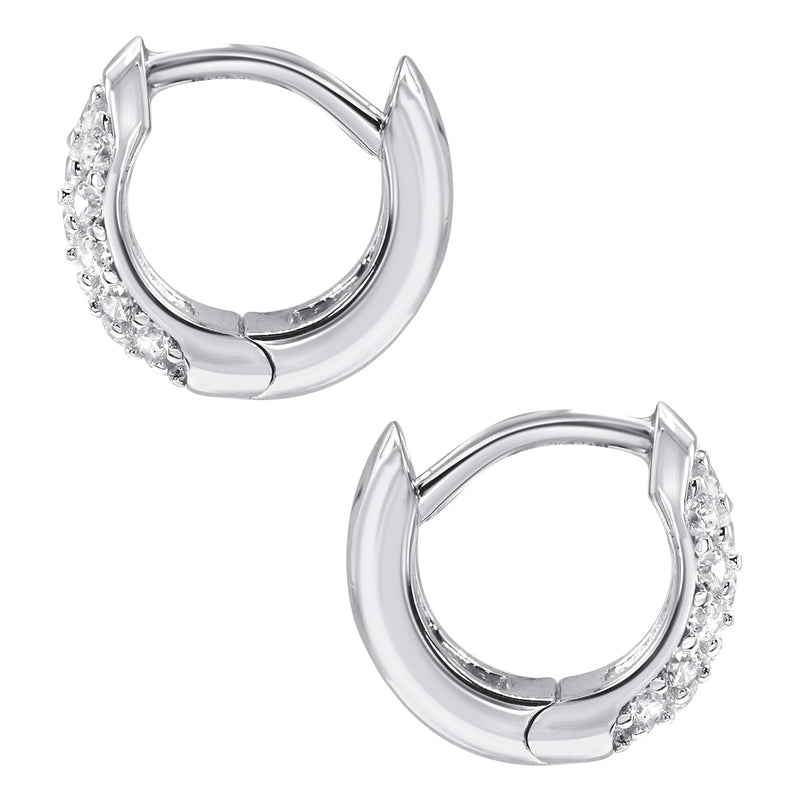Silver Round Clear CZ Hoop Earrings | Appx. 2.3 Grams