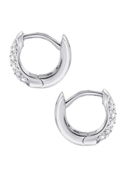 Silver Round Clear CZ Hoop Earrings | Appx. 2.3 Grams