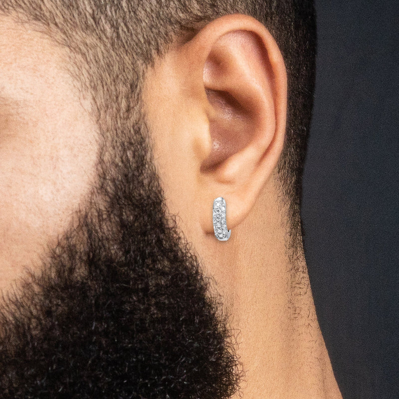 Silver Round Clear CZ Hoop Earrings | Appx. 2.3 Grams