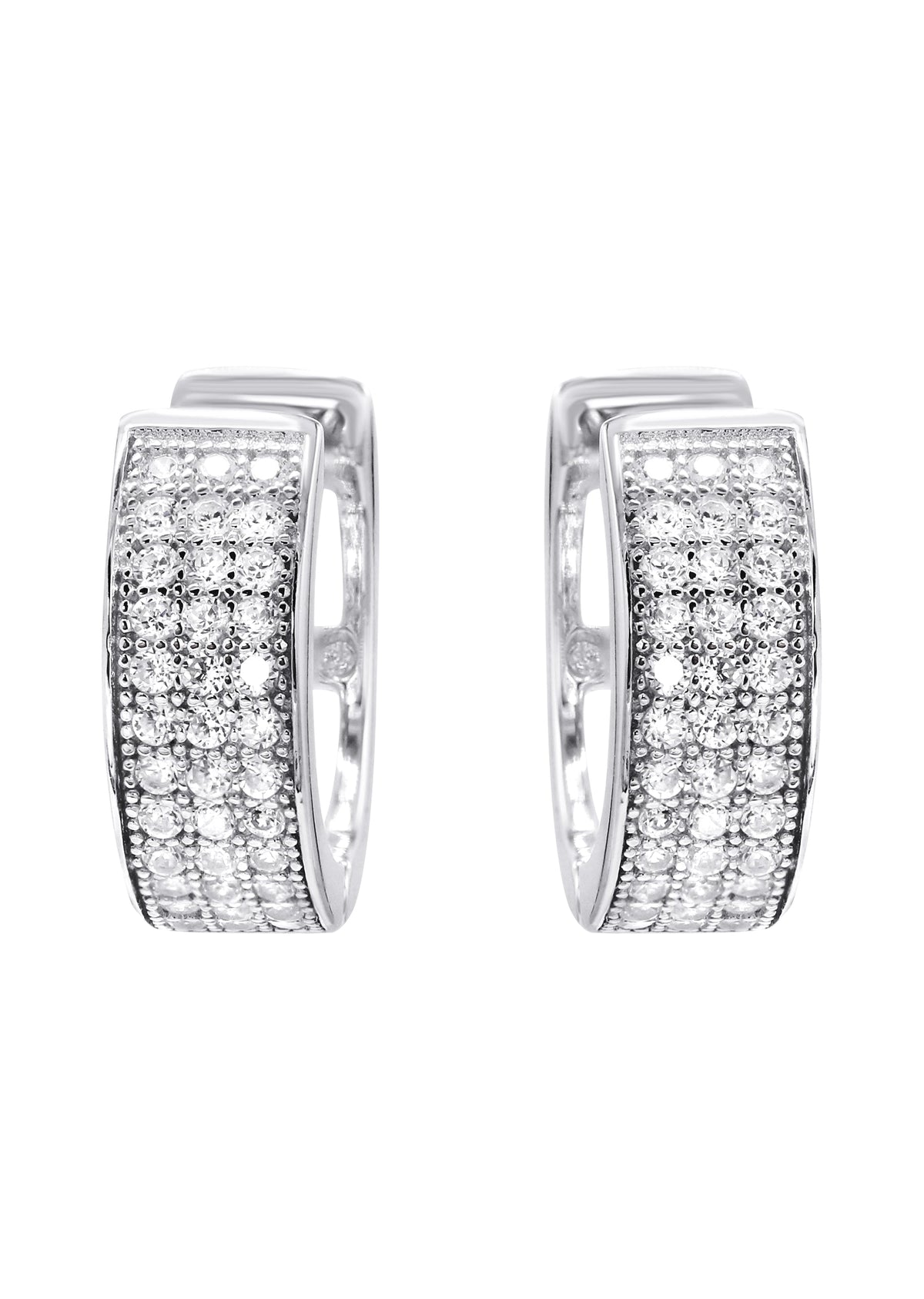 Silver Round Clear CZ Hoop Earrings | Appx. 3 Grams