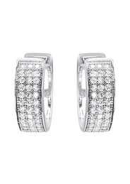 Silver Round Clear CZ Hoop Earrings | Appx. 3 Grams