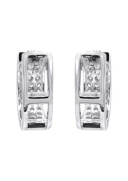 Silver Round Clear CZ Hoop Earrings | Appx. 3 Grams