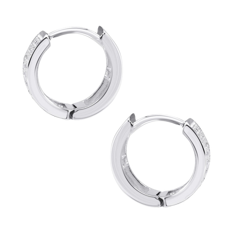 Silver Round Clear CZ Hoop Earrings | Appx. 3 Grams