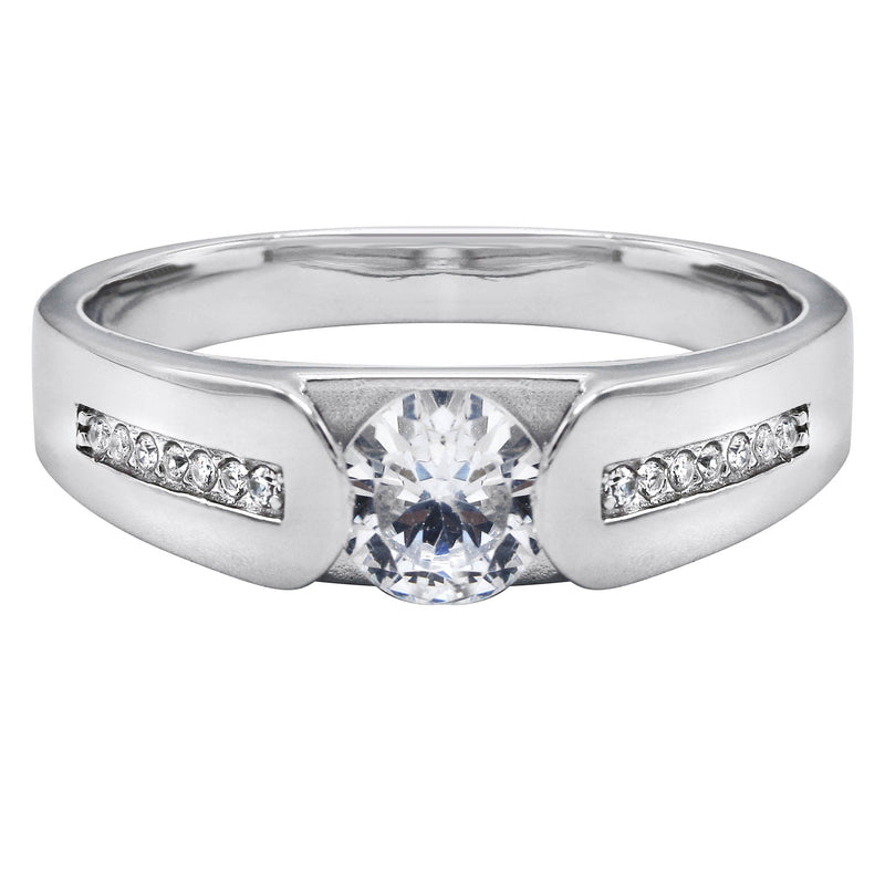 Mens Silver CZ Stud Wedding Band | Appx 5 Grams