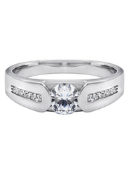 Mens Silver CZ Stud Wedding Band | Appx 5 Grams