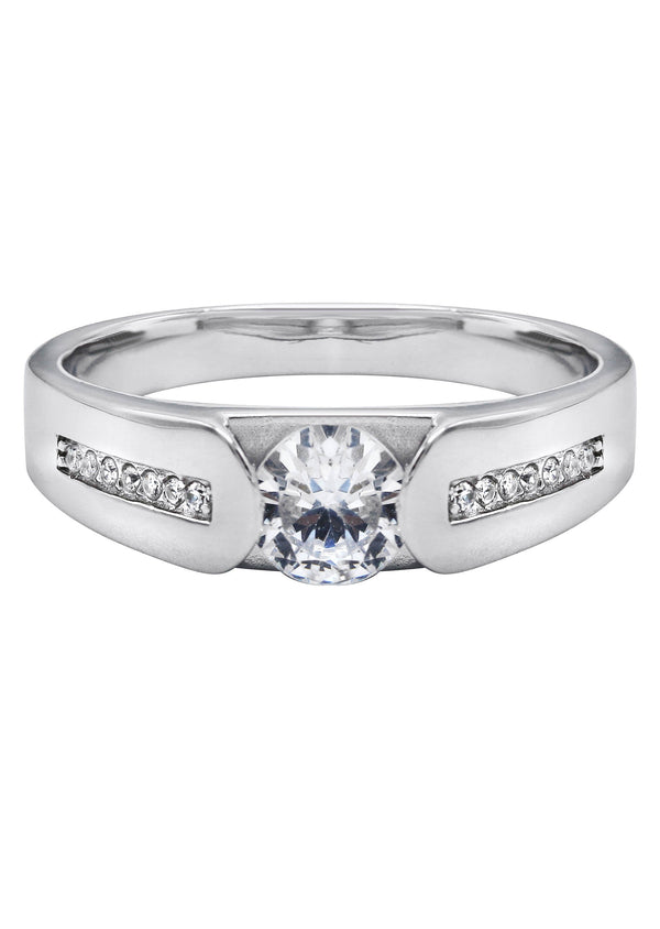 Mens Silver CZ Stud Wedding Band | Appx 5 Grams