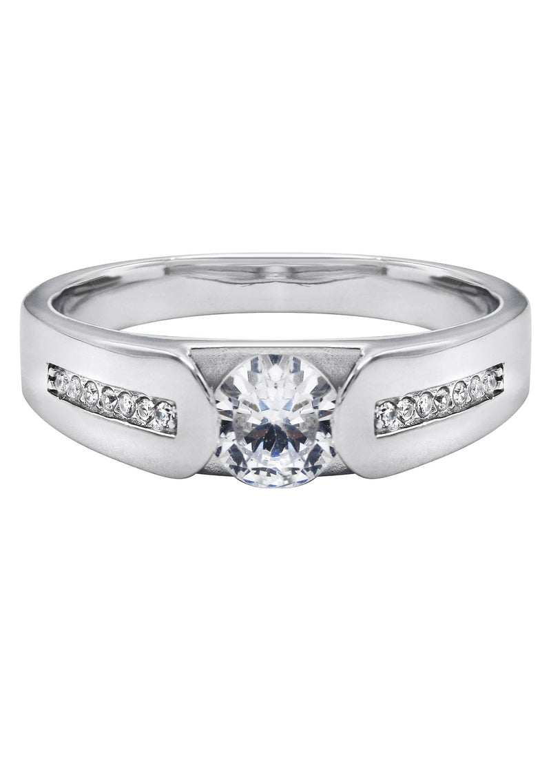 Mens Silver CZ Stud Wedding Band | Appx 5 Grams