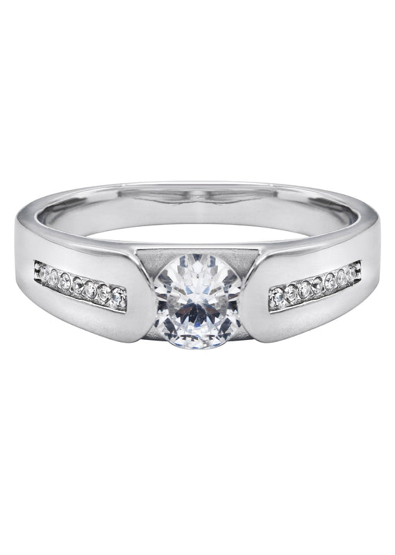Mens Silver CZ Stud Wedding Band | Appx 5 Grams
