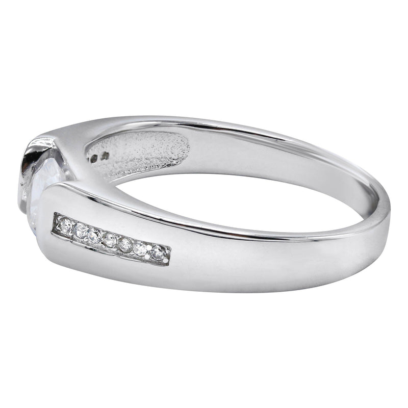 Mens Silver CZ Stud Wedding Band | Appx 5 Grams