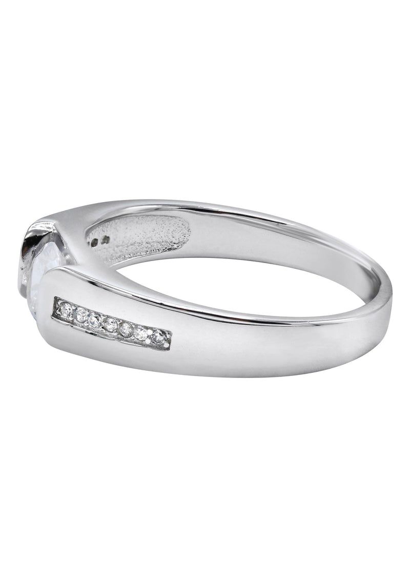 Mens Silver CZ Stud Wedding Band | Appx 5 Grams