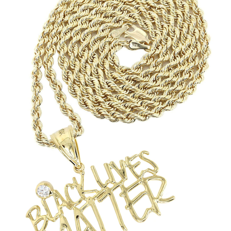 10K Yellow Gold Black Lives Matter Necklace | Appx 13.6 Grams