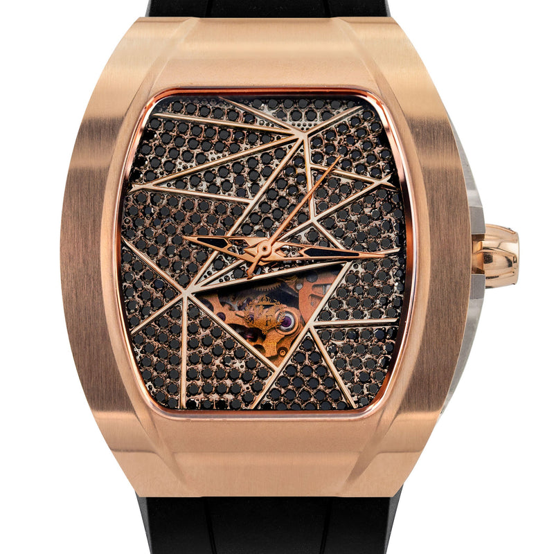 Frost NYC Diamond Evolution Women's Watch - Automatic Skeleton Rose Triangle | WFRST-01-TD-R Black Band | Pre - Sale
