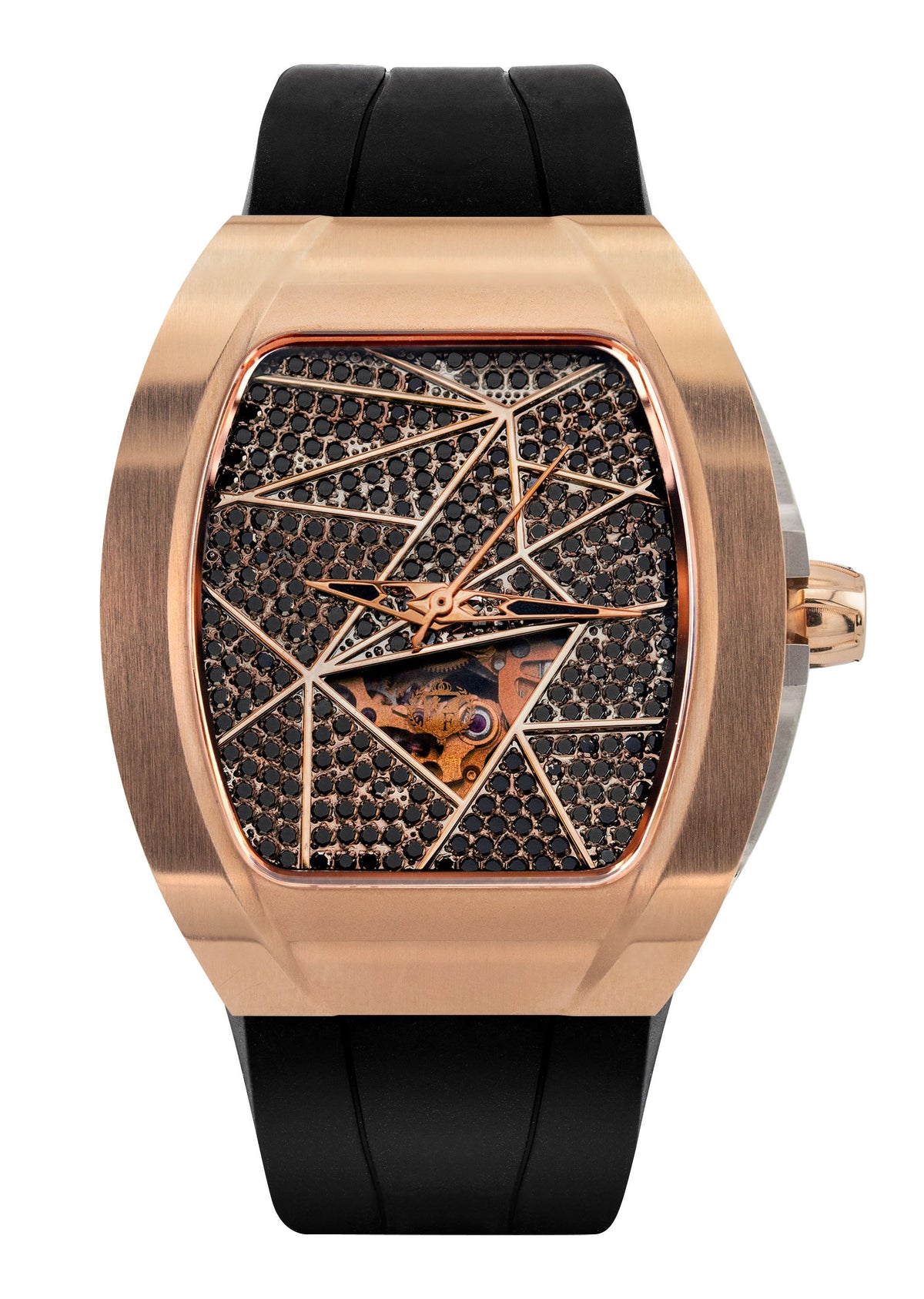 Frost NYC Diamond Evolution Women's Watch - Automatic Skeleton Rose Triangle | WFRST-01-TD-R Black Band | Pre - Sale