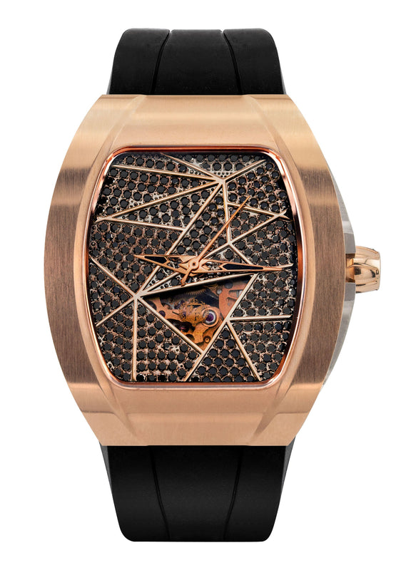 Frost NYC Diamond Evolution Women's Watch - Automatic Skeleton Rose Triangle | WFRST-01-TD-R Black Band | Pre - Sale