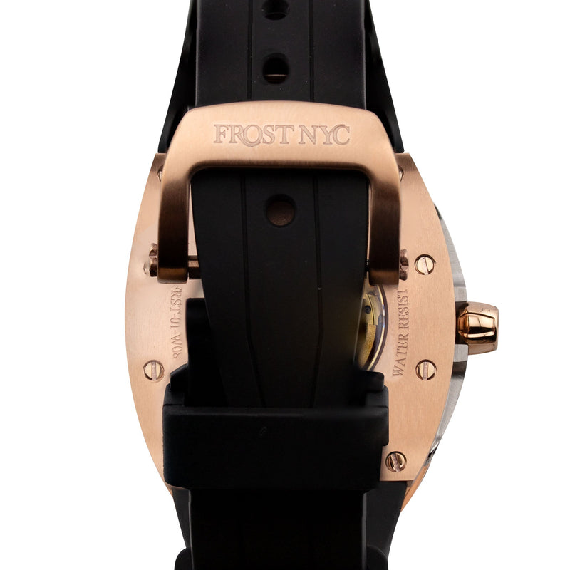 Frost NYC Diamond Evolution Women's Watch - Automatic Skeleton Rose Triangle | WFRST-01-TD-R Black Band | Pre - Sale