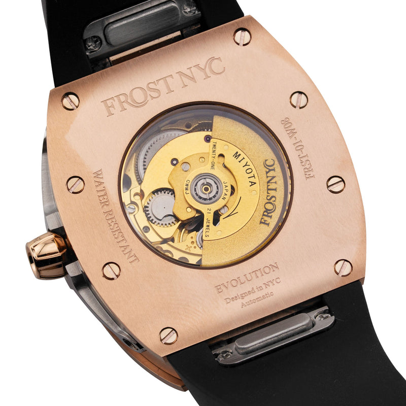 Frost NYC Diamond Evolution Women's Watch - Automatic Skeleton Rose Triangle | WFRST-01-TD-R Black Band | Pre - Sale