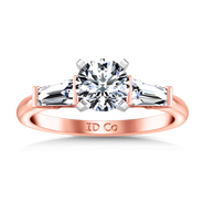 Three Stone Diamond EngagementRing Prong Channel Set Tappered Baguette 14K Rose Gold
