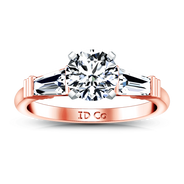 Three Stone Diamond EngagementRing Structural Tapered Baguette 14K Rose Gold