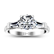 Three Stone Engagement Ring Structural Tapered Baguette 14K White Gold