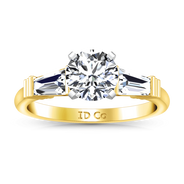 Three Stone Diamond Engagement Ring Structural Tapered Baguette 14K Yellow Gold