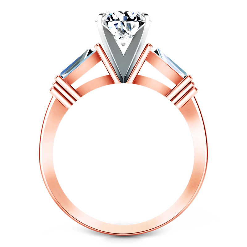 Three Stone Diamond EngagementRing Structural Tapered Baguette 14K Rose Gold